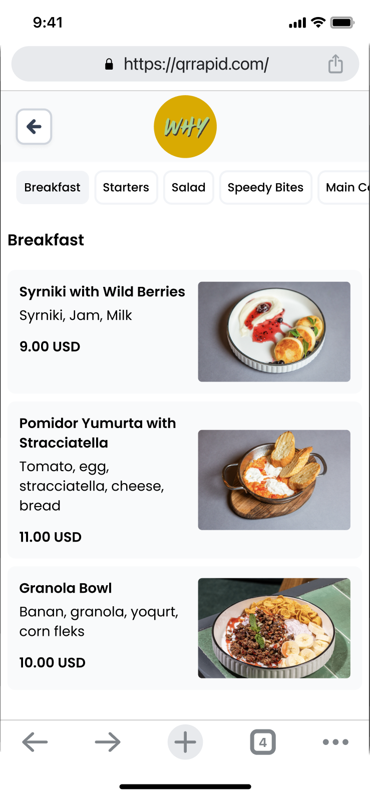 Share your digital menu easily with a scannable QR code.
