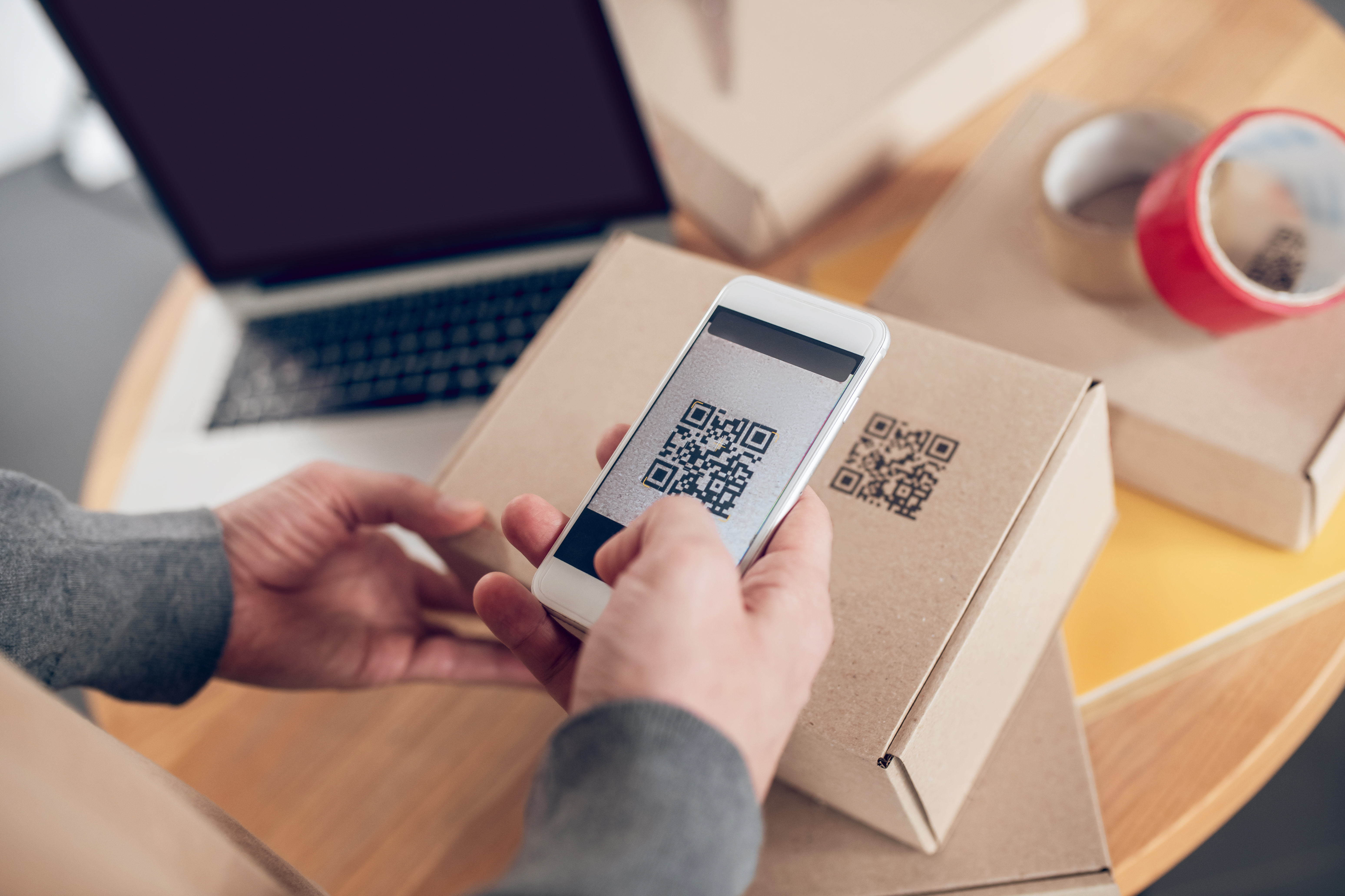 Professional accessing e-commerce platform and online services through QR code integration system