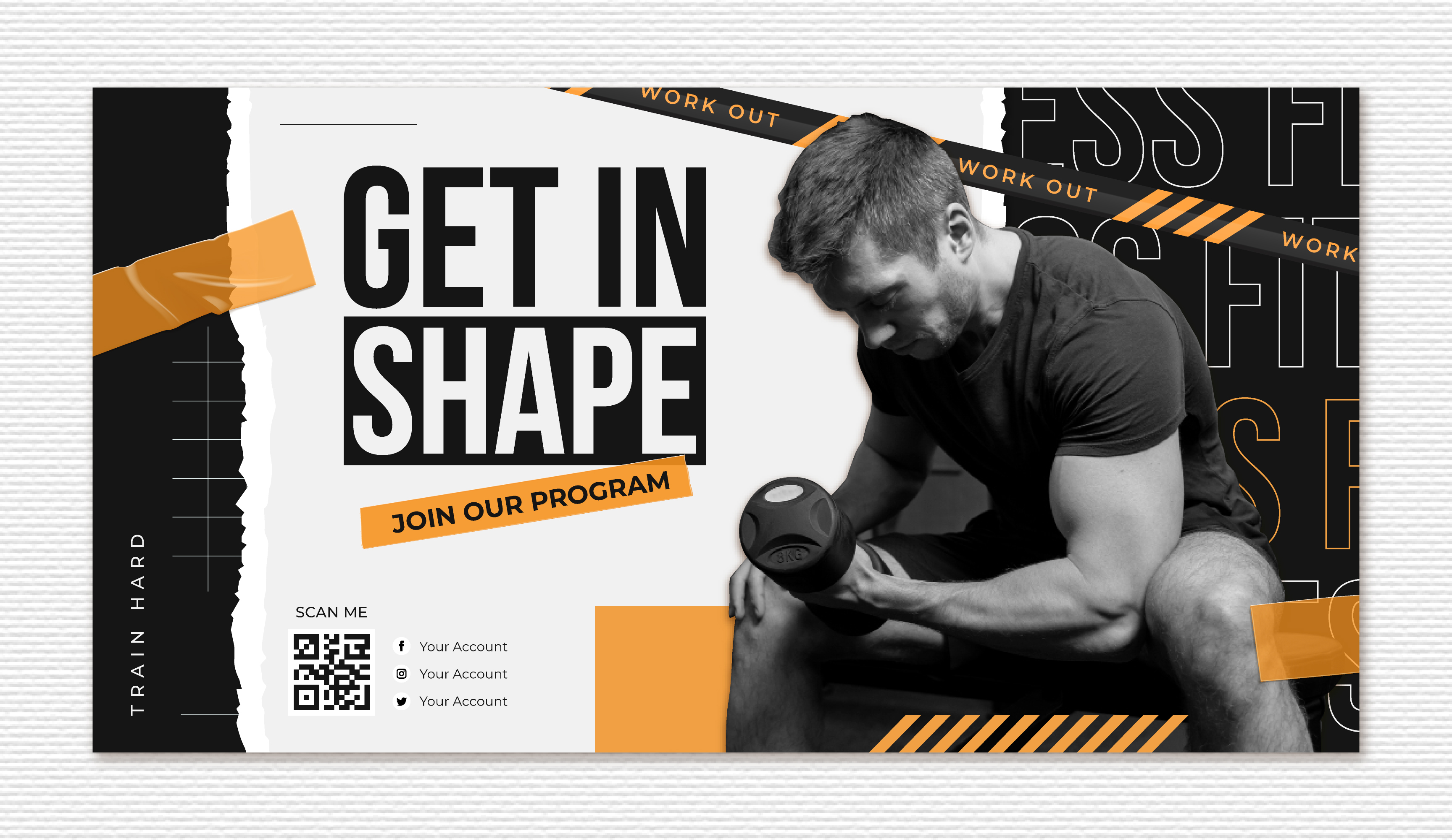 Fitness motivation and goal setting with QR code access to sustainable workout plans and progress tracking tools