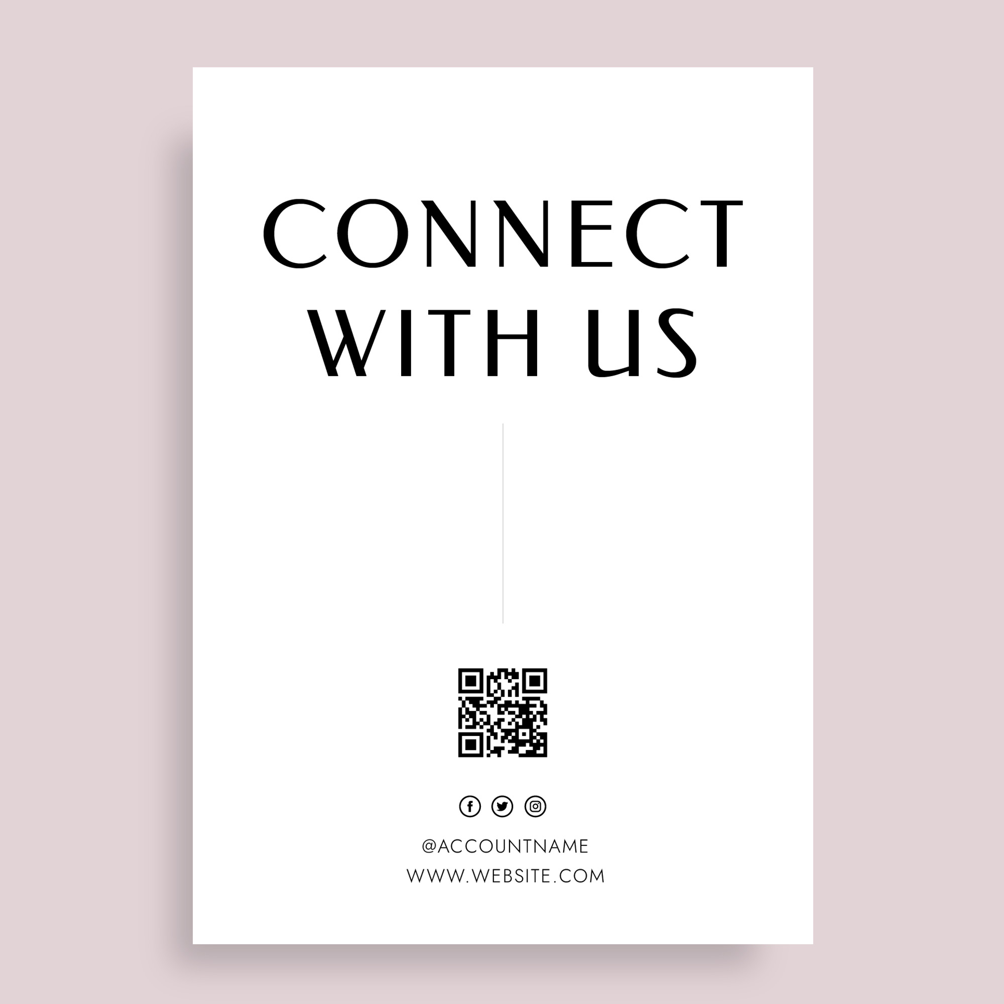 Connect with us promotional material featuring QR code for social media community building and customer engagement
