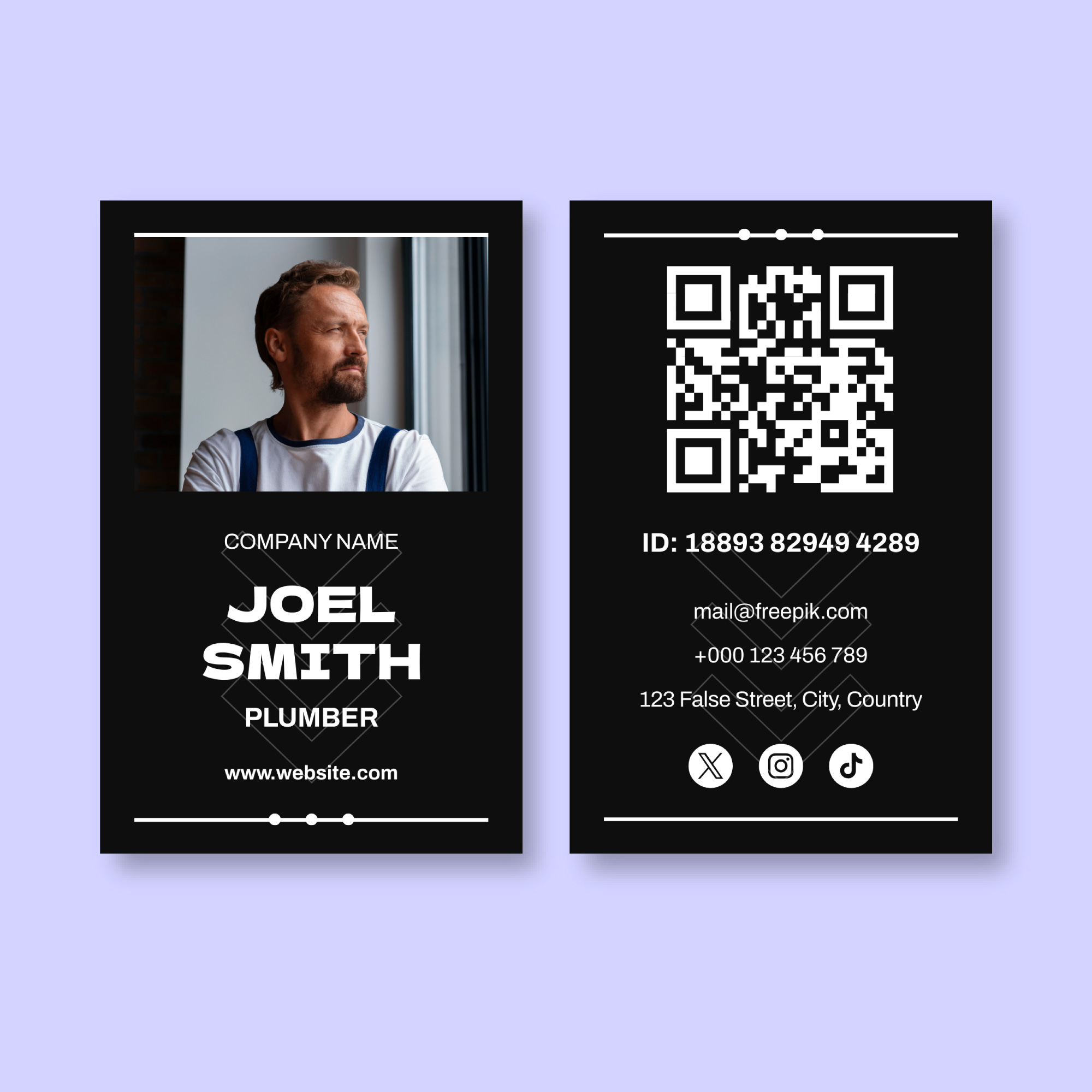 Professional digital business card featuring employee photo and QR code for instant contact sharing and networking
